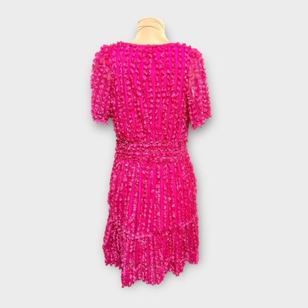 Women's Fuchsia Mini Dress - Elegant Textured Party Dress - Picture 8 of 10